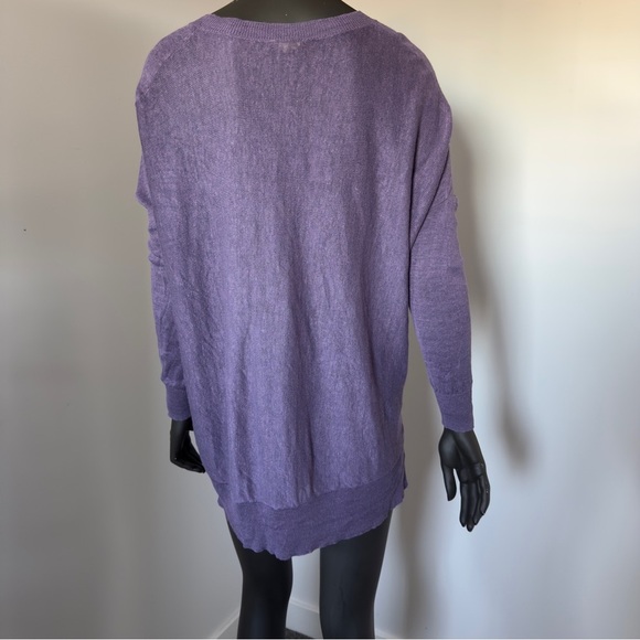 🌿 Eileen Fisher Linen 100% purple Knit Sweater S/P - Picture 4 of 8